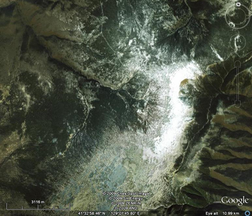 May 25 2009 North Korea blast location from 10 km  altitude